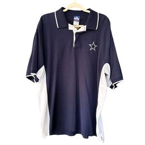 Vintage NFL Dallas Cowboys Men's Polo Shirt Blue Short Sleeve Size L Football‎